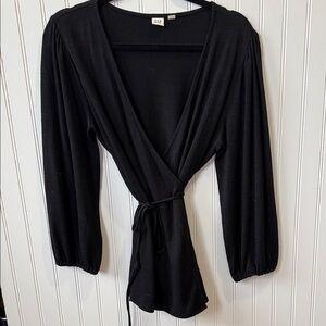 GAP Women's Elegant Black Blouse sweater  tall medium wrap around